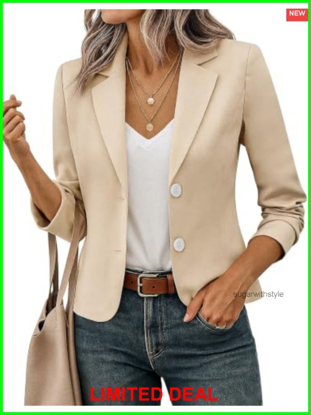 Women's Cropped Blazer Jacket Notch Lapel Business Casual Work